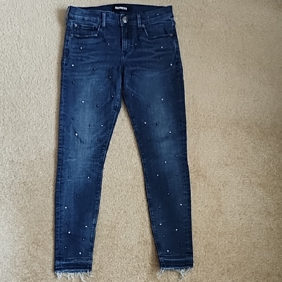 Express Denim - Express Midrise Ankle Denim Jeggings Women's Size 2 Stretch Performance Y2K Blue